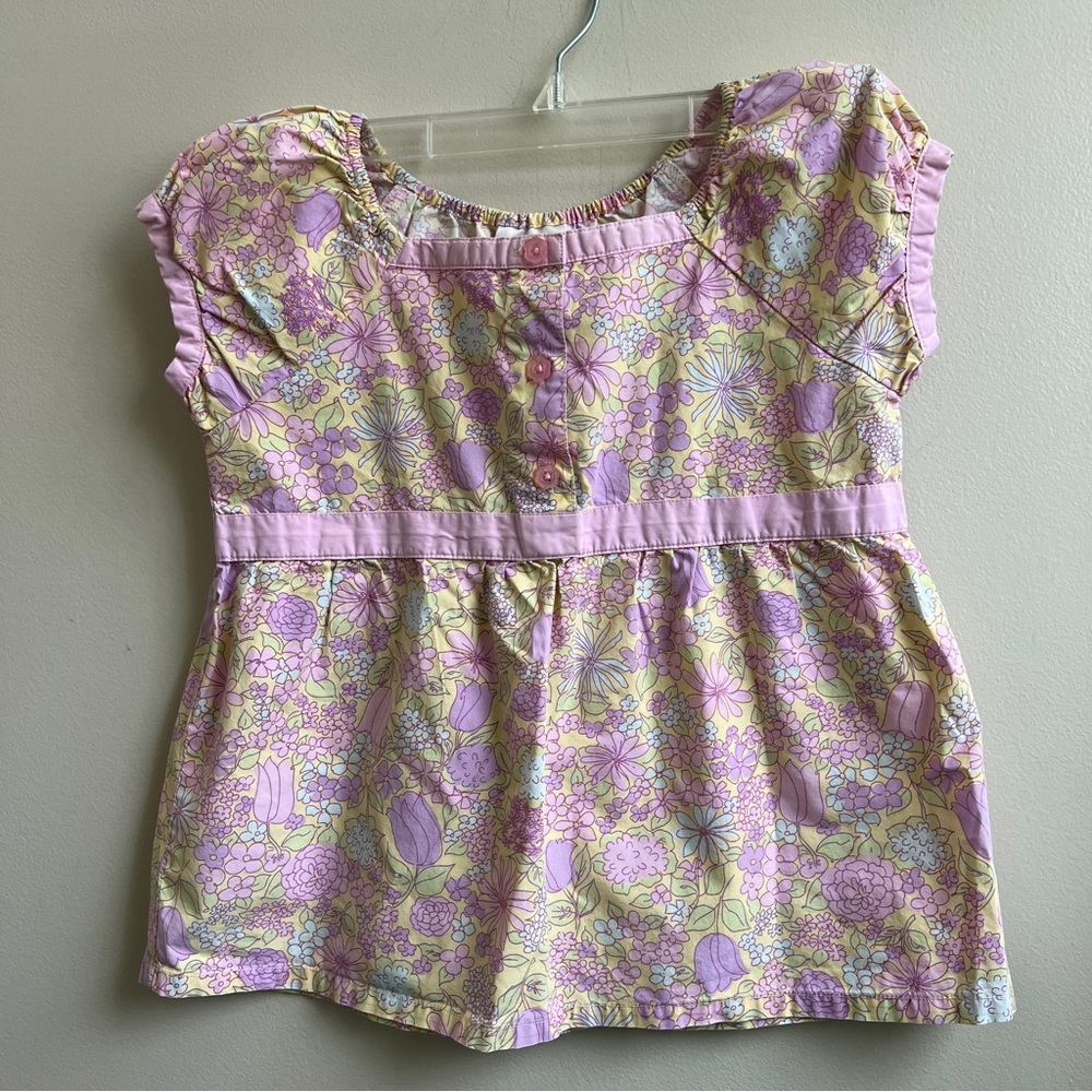 Hanna Andersson Girls Pink Purple Floral Swingtop Shirt Cotton Size 120cm (6)